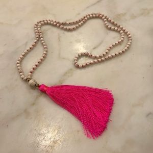 Lilly Pulitzer hot pink tassel necklace